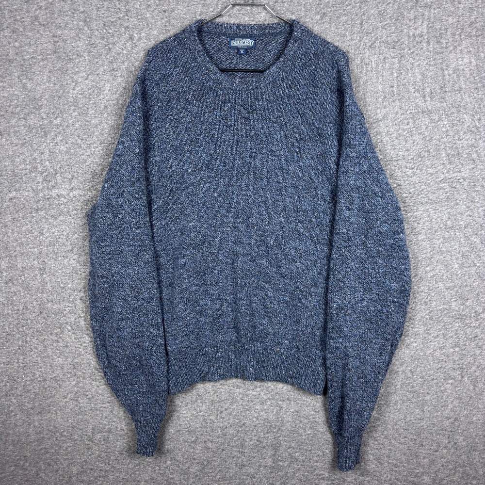 Vintage Lands End Sweater Mens XL Blue Wool Blend Knit Crew Neck 90s‎ USA Made